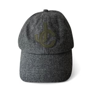 J. Crew Cap Hat Heathered Grey Wool Blend OS Embroidered Green JC Logo Academia